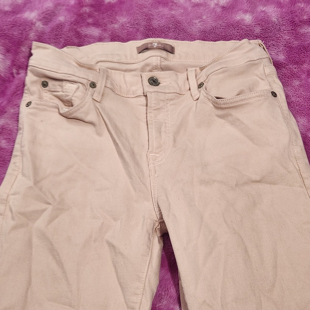 7‎ For All Mankind Beige Skinny Jeans Women's Size 27 / 6 Stretch Denim